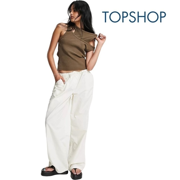 TOPSHOP Cotton Top Shirt Double Layer Design Ribbed Tank over Faux Halter NWOT - Picture 10 of 12